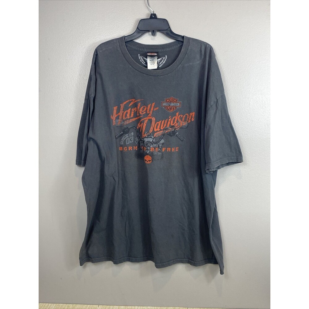 Harley Davidson Biker Built Born To Be Free Gray T- Shirt Men's Size 3XL